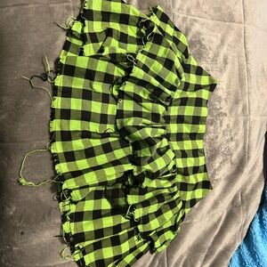 Green and Black Checkered Skirt